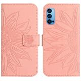 Voor OPPO Reno4 Pro 5G Skin Feel Sun Flower Pattern Flip lederen telefoonhoes met lanyard