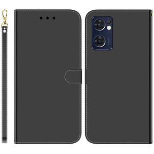 Voor Oppo Reno7 5G Taiwan Versie / Vind X5 Lite Imitated Mirror Surface Horizontal Flip Leather Phone Case (Black)