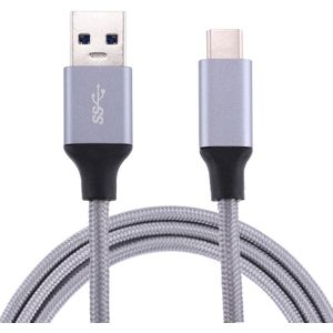 1m draden geweven metaal hoofd USB-C / Type-C 3.1 met USB 3.0 Data / Kabel van de Lader  Voor Samsung Galaxy S8 &amp; S8 PLUS / LG G6 / Huawei P10 &amp; P10 Plus / Oneplus 5 / Xiaomi Mi6 &amp; Max 2 / en andere Smartphones(grijs)