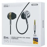 REMAX RM-595 3 5 mm Gold Pin In-Ear Stereo Double-action Metal Music Earphone met Wire Control + MIC  Ondersteuning Handsfree (Groen)