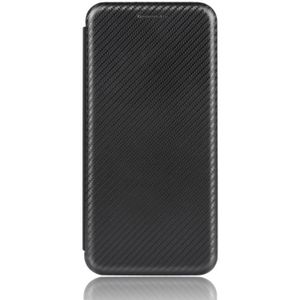 Voor Nokia C3 Carbon Fiber Texture Magnetic Horizontal Flip TPU + PC + PU Leather Case met kaartsleuf(Zwart)