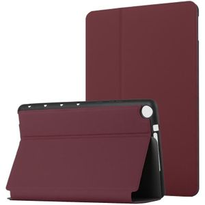 Voor Huawei MediaPad M5 Lite 8 Dual-vouwen Horizontale Flip Tablet Leren Case met Houder (Wine Red)