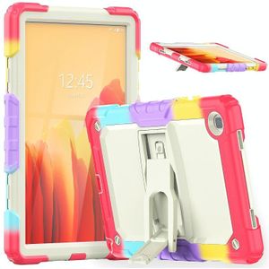 Schokbestendige kleurrijke siliconen + beige pc tablet beschermhoes met houder &amp; schouderriem voor Samsung Galaxy Tab A7 2020 T500 (camouflage rood)