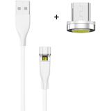 2m USB naar Micro USB 540 graden roterende magnetische oplaadkabel (wit)