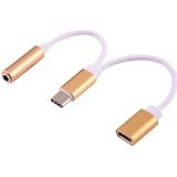 USB-C / Type-C Male naar 3.5mm Female &amp; Type-C Female Audio Adapter  Voor Samsung Galaxy S8 &amp; S8 PLUS / LG G6 / Huawei P10 &amp; P10 Plus / Xiaomi Mi6 &amp; Max 2 nl andere Smartphones(Goud)