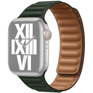 For Apple Watch Series 7 41mm / 6 &amp; SE &amp; 5 &amp; 4 40mm / 3 &amp; 2 &amp; 1 38mm Leather Replacement Strap Watchband (Cedar Green)