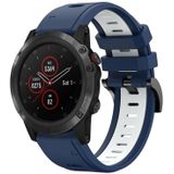 Voor Garmin Fenix 5 Plus 22 mm tweekleurige sport siliconen horlogeband (middernachtblauw + wit)