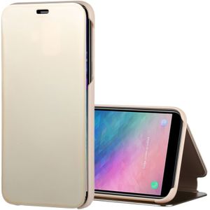 Galvaniseren spiegel horizontale Flip lederen case voor Galaxy A6 (2018)  met houder (goud)