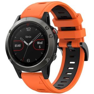 Voor Garmin Fenix 5 22mm tweekleurige sport siliconen horlogeband (oranje + zwart)