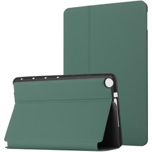 Voor Huawei MediaPad M5 Lite 8 Dual-vouwen Horizontale Flip Tablet Leren Case met Houder (Dark Green)
