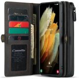 Voor Samsung Galaxy S21 + 5G CaseMe 018 afneembare multifunctionele horizontale flip lederen hoesje met kaart slot &amp; houder &amp; rits portemonnee &amp; foto frame (zwart)