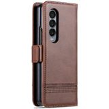 Voor Samsung Galaxy Z Fold4 AZNS Magnetische Kalf Textuur Horizontale Flip Lederen Telefoon Case (Donkerbruin)