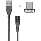 2m USB naar USB-C / Type-C 540 graden roterende magnetische oplaadkabel (zwart)