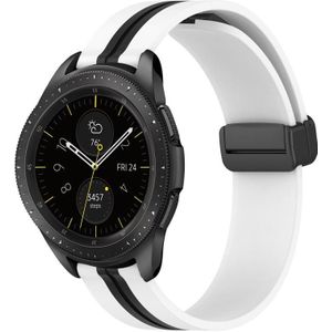Voor Samsung Galaxy Watch 42 mm 20 mm opvouwbare magnetische sluiting siliconen horlogeband (wit + zwart)