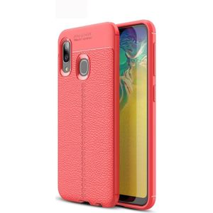 Litchi textuur TPU schokbestendig Case voor Galaxy A20e (rood)