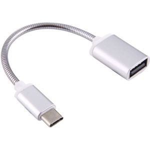 8 3 cm vrouwelijke USB naar USB-C / Type-C Male Metal Wire OTG Kabel laad Data Kabel  Voor Samsung Galaxy S8 &amp; S8 PLUS / LG G6 / Huawei P10 &amp; P10 Plus / Oneplus 5 / Xiaomi Mi6 &amp; Max 2 / en andere Smartphones(zilver)