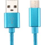 Brei structuur USB naar USB-C / Type-C Data Sync laad Kabel  Kabel Lengte: 3m  voor Samsung Galaxy S8 &amp; S8 PLUS / LG G6 / Huawei P10 &amp; P10 Plus / Oneplus 5 / Xiaomi Mi6 &amp; Max 2 / en andere Smartphones(blauw)