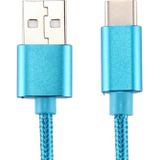 Brei structuur USB naar USB-C / Type-C Data Sync laad Kabel  Kabel Lengte: 3m  voor Samsung Galaxy S8 &amp; S8 PLUS / LG G6 / Huawei P10 &amp; P10 Plus / Oneplus 5 / Xiaomi Mi6 &amp; Max 2 / en andere Smartphones(blauw)