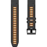 Voor Garmin Fenix 5x 26mm Silicone Sports Two-Color Watch Band (Black+Orange)