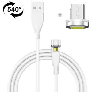1m USB naar Micro USB 540 graden roterende magnetische oplaadkabel (wit)