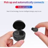 A10 TWS Space capsule vorm draadloze Bluetooth oortelefoon met magnetische Oplaaddoos &amp; Lanyard  ondersteuning HD Call &amp; automatisch koppelen Bluetooth (zwart)