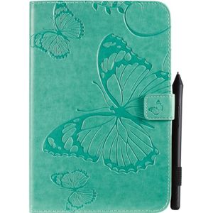 Voor iPad mini 2019 &amp; 4 &amp; 3 &amp; 2 &amp; 1 gedrukt afdrukken Butterfly patroon horizontale Flip PU lederen draagtas met houder &amp; kaartsleuven &amp; portemonnee &amp; pen sleuf (groen)