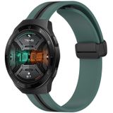 Voor Huawei Watch GT 2E 22 mm opvouwbare magnetische sluiting siliconen horlogeband (olijfgroen + zwart)