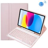 Voor iPad 10th Gen 10.9 2022 YA10B Lamsvacht Textuur Bluetooth Toetsenbord Lederen Tablet Case met Pen Slot (Roze)