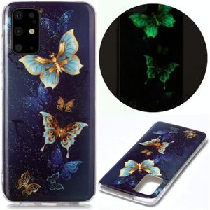 Voor Samsung Galaxy S20+ Lichtgevende TPU Soft Beschermhoes (Dubbele vlinders)