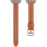 Single Circle 14mm with Beads Style Leather Replacement Strap Watchband For Apple Watch Series 6 &amp; SE &amp; 5 &amp; 4 40mm / 3 &amp; 2 &amp; 1 38mm(Brown)