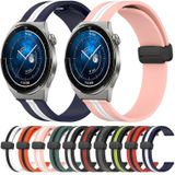 Voor Huawei Watch GT3 Pro 46 mm 22 mm opvouwbare magnetische sluiting siliconen horlogeband (roze + wit)