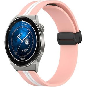 Voor Huawei Watch GT3 Pro 46 mm 22 mm opvouwbare magnetische sluiting siliconen horlogeband (roze + wit)