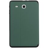Voor Samsung Galaxy Tab E 9.6 T560 / T561 / T565 / T567V Dual-vouwen Horizontale Flip Tablet Leren Case met Houder (Dark Green)