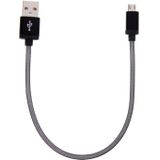25cm Net Style Metal Head Micro USB to USB 2.0 Data / Lader Kabel  Voor Samsung / Huawei / Xiaomi / Meizu / LG / HTC en Other Smartphones(zwart)