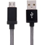 25cm Net Style Metal Head Micro USB to USB 2.0 Data / Lader Kabel  Voor Samsung / Huawei / Xiaomi / Meizu / LG / HTC en Other Smartphones(zwart)