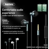 REMAX RM-201 In-Ear Stereo Metal Music Earphone met Wire Control + MIC  Ondersteuning Hands-free (Tarnish)