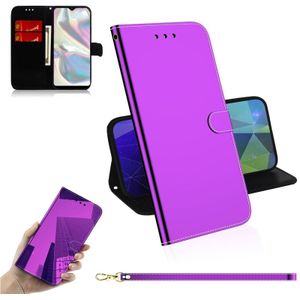 Voor Galaxy A70e Lmitated Mirror Surface Horizontal Flip Leather Case met Holder &amp; Card Slots &amp; Wallet &amp; Lanyard(Purple)