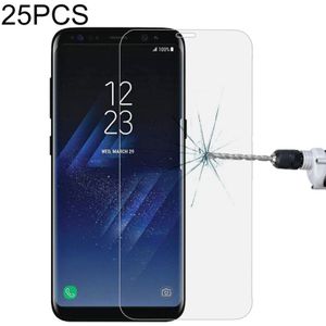 25 stuks voor Galaxy S8 plus/G9550 0.3 mm 9H oppervlaktehardheid 3D gebogen volledig scherm gehard glas screen protector (transparant)