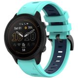 Voor Garmin Forerunner 955 22mm tweekleurige sport siliconen horlogeband (mintgroen + blauw)