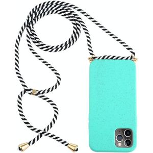 Voor iPhone 12 Pro Max Wheat TPU beschermhoes met Lanyard (Mint Green)