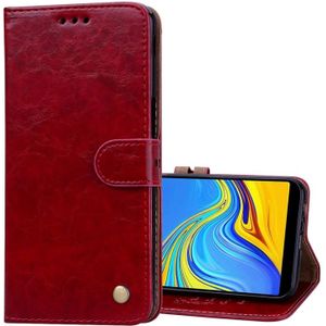 Business stijl olie Wax textuur horizontale Flip lederen case voor Galaxy J6 PLUS  met houder &amp; kaartsleuven &amp; portemonnee (rood)