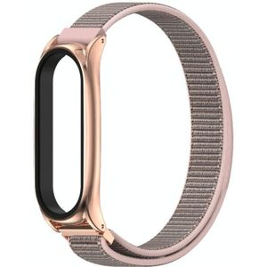 For Xiaomi Mi Band 6 / 5 / 4 / 3 Mijobs Nylon Loop Plus Strap Replacement Watchband(Pink Sand Rose Gold)