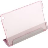 Zijde textuur horizontale Flip lederen draagtas met drie-vouwen houder voor iPad mini 4(Pink)