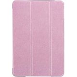 Zijde textuur horizontale Flip lederen draagtas met drie-vouwen houder voor iPad mini 4(Pink)