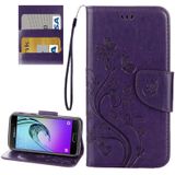 Voor de Galaxy A5 (2017) / A520 vlinders Love bloemen horizontaal flip leerhoes reliëf met houder &amp; kaartsleuven &amp; portemonnee &amp; Lanyard (aubergine)