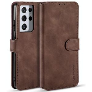 Voor Samsung Galaxy S21 Ultra 5G DG. MING Retro Oil Side Horizontale Flip Case met Holder &amp; Card Slots &amp; Wallet(Coffee)