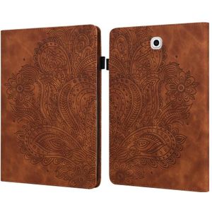 Voor Samsung Galaxy Tab S2 9.7 T815 Peacock Embossed Pattern TPU + PU Horizontal Flip Leather Case met Holder &amp; Card Slots &amp; Wallet(Brown)