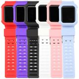 TPU + Silicone Integrated Watch Strap For Apple Watch Series 7 45mm / 6&amp;SE&amp;5&amp;4 44mm / 3&amp;2&amp;1 42mm(Black)