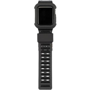 TPU + Silicone Integrated Watch Strap For Apple Watch Series 7 45mm / 6&amp;SE&amp;5&amp;4 44mm / 3&amp;2&amp;1 42mm(Black)