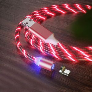 USB naar Micro USB Magnetic Suction Kleurrijke Streamer Mobiele Telefoon Oplaadkabel  Lengte: 1m (Rood licht)